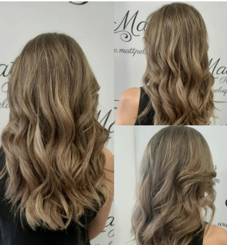 Color castaño con reflejos y ondas, vista desde varios ángulos